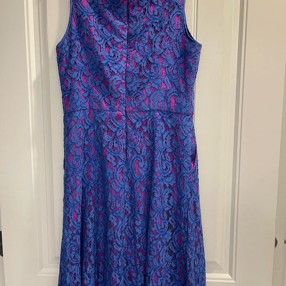 Beautiful Adrianna Papell Floral Lace Sheath Dress Pink blue Womens Sz 10 pocket - Picture 2 of 6